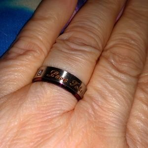 "Love Token" Purple and Silver Tone Ring with a CZ Chip